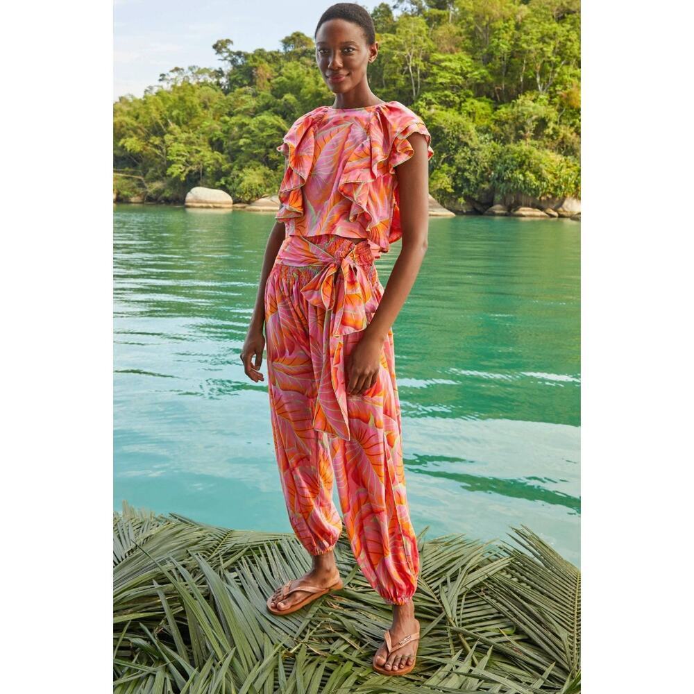 FARM Rio Pink Printed Ruffle Harem Pant Set